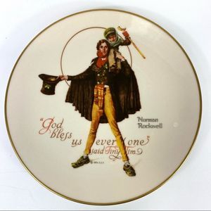Norman Rockwell Dickens God Bless Us Every One TinyTim Christmas 74 Gorham plate